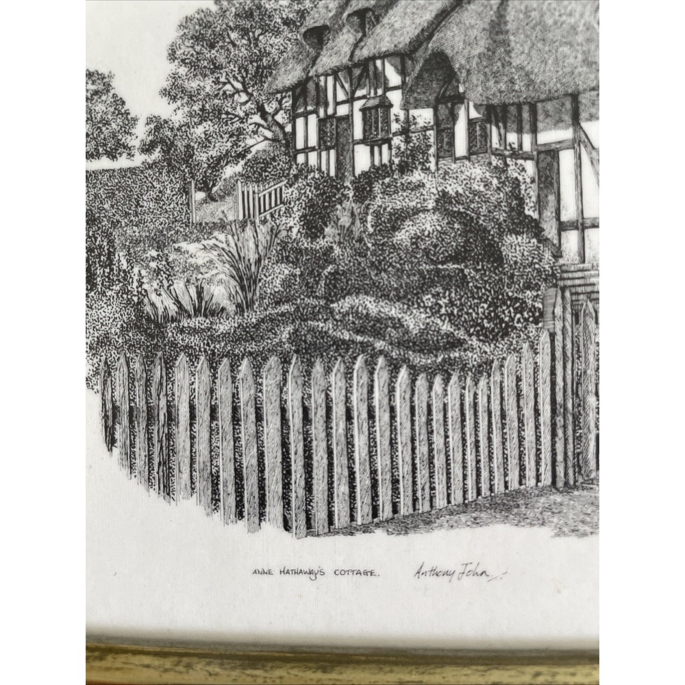 Vintage Anthony Johns Signed Art Anne Hathaway's Cottage Gold Gilt Frame - Picture 5 of 10